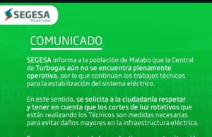 Nuevo Comunicado de SEGESA sobre los apagones en Malabo y el avance de los trabajos en Turbogas