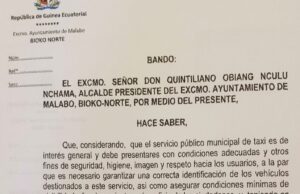 Un documento con medidas para taxis circula en Malabo en redes sociales sin confirmación oficial