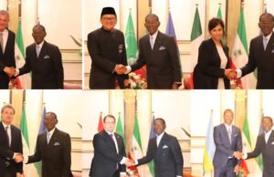 Obiang recibe las Cartas Credenciales de siete nuevos embajadores acreditados en Guinea Ecuatorial