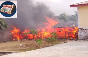 Un incendio de gran magnitud deja a tres familias sin hogar en Mondong, Bata